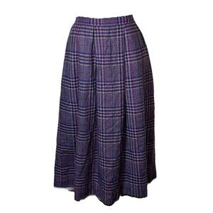Vintage Russ Womens Plaid Wool Midi Skirt A-Line Tartan Preppy Winter Pockets 10
